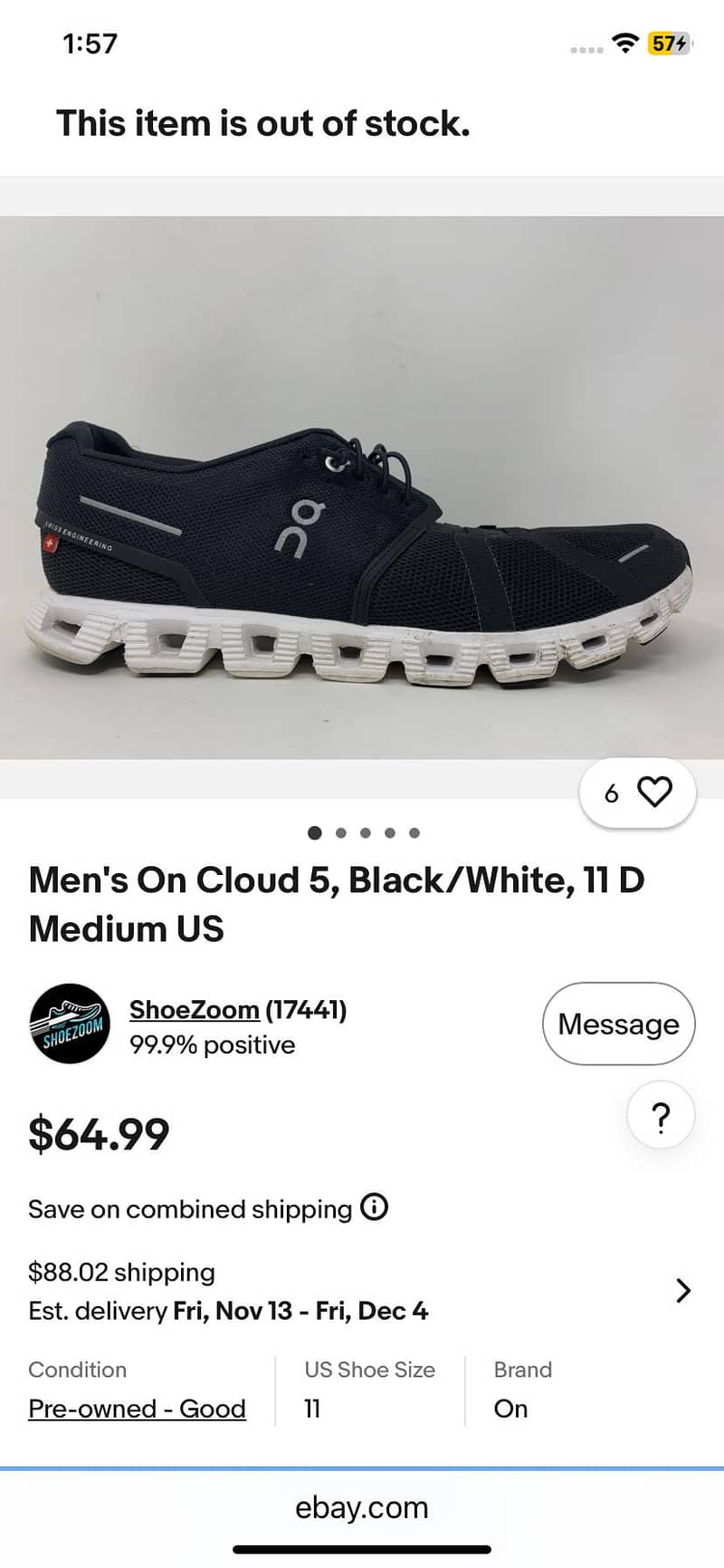 On Cloud 5 shoes 8
