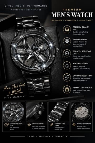Luxury men's watch Generic Skeleton premium personality.