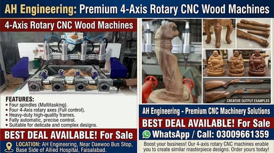 4 Axis Rotary CNC Wood Router Machine for Sale | AH Engineering