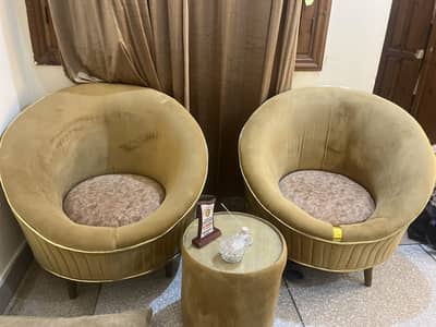 Urgent sale 2 sofas with table and 2 cushions