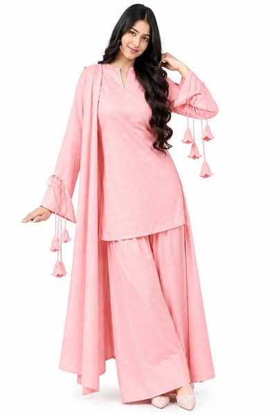 3 piece women's stitched linen plain suit