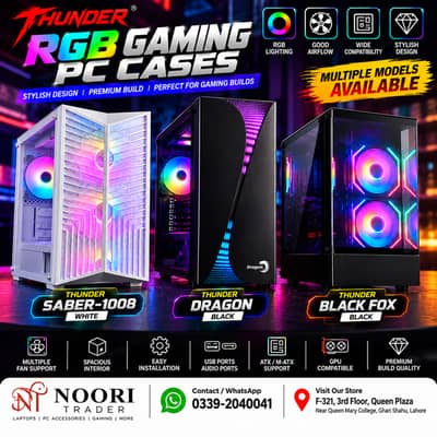 RGB Gaming PC Cases | Thunder Black Fox, Dragon & Saber-1008 | New