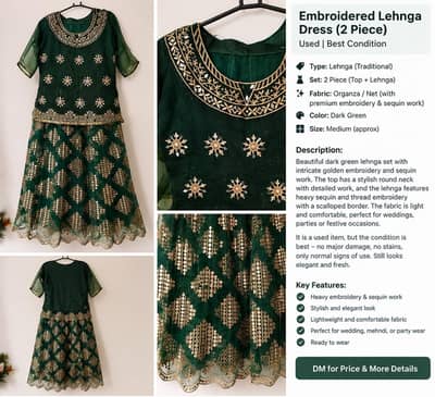 Dark Green Fancy Lehenga /– Heavy Embroidery & Sequin Work