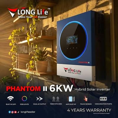 Long Life Phantom II 6kW Hybrid Inverter | MPPT | 48V | 10/10