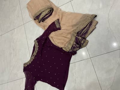 Embroidered Chiffon Saree with Stone Work