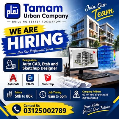 AutoCAD, ETABS & SketchUp Designer required