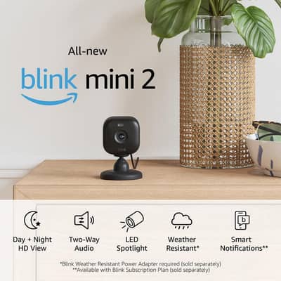 Blink Mini 2K+ Plug-in Home & Pet Security Camera - 2-Pack - Black