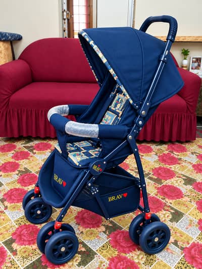 Bravo Baby Pram / Stroller – Navy Blue, Excellent Condition