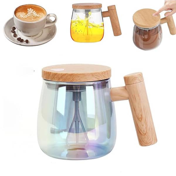 SP Dealz Self Stirring Coffee Mug with Lid – Automatic Electric Mixing Cup, Battery Operated Coffee Blender Mug, Smart Stirrer & Frother for Office & Home