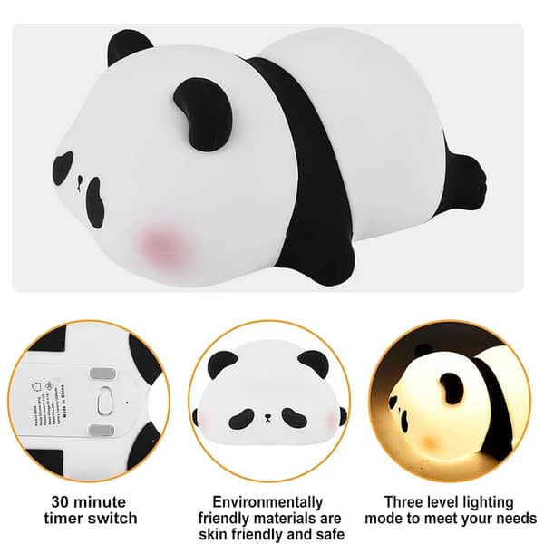 SP Dealz Panda Night Light for Kids: Cute Squishy Panda LED Lamp with 3-Level Brightness