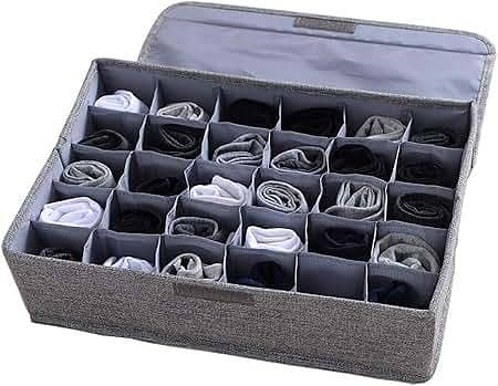 SP Dealz 24-Grid Drawer Organizer for Socks, Underwear, and Accessories