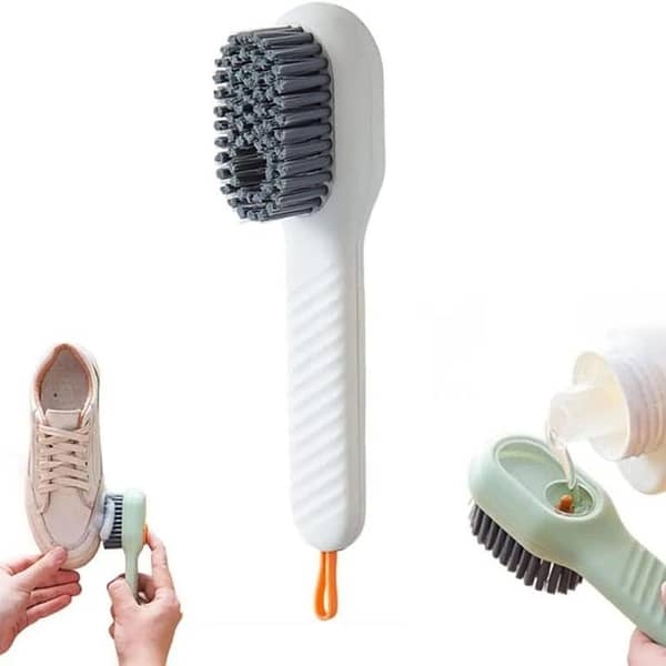 SP Dealz Soap Dispensing Cleaning Brush with Handle for Shoes, Clothes and Fabric