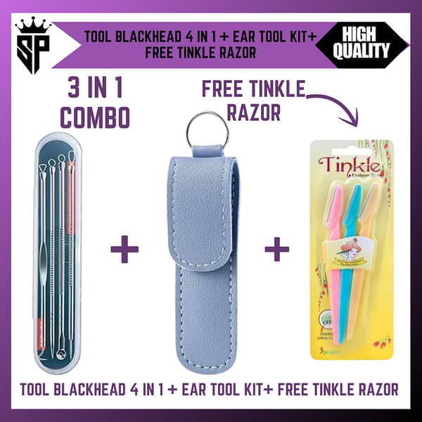 SP Dealz Personal Care Kit – 4-in-1 Blackhead Remover + 6-in-1 Ear Wax Cleaning Kit + Free Tinkle Razor