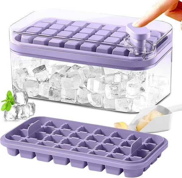 SP Dealz 64 Cube Ice Maker Tray – Ice Cube Mold with Lid & Storage Bin, Reusable Freezer Ice Tray, Easy Release Ice Maker for Cold Drinks, Juices & Kitchen