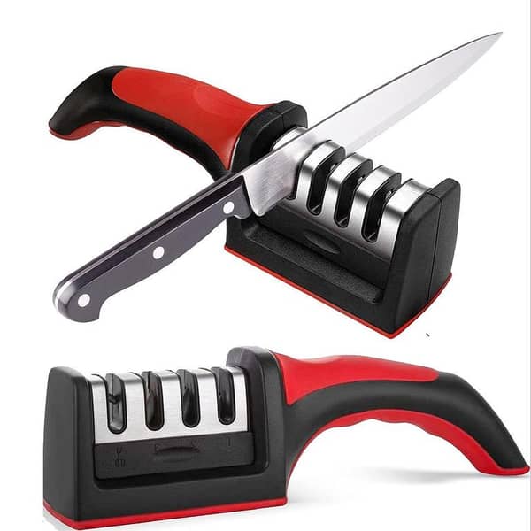 SP Dealz 4 in 1 Knife Sharpener – Multi-Stage Kitchen Knife & Scissor Sharpener for Ceramic, Steel & Stainless Steel Blades, Manual Sharpening & Polishing Tool