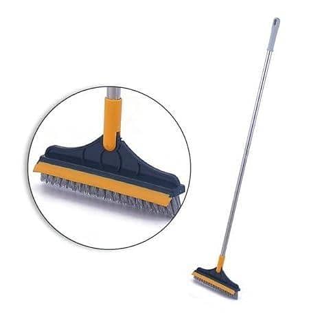 SP Dealz 2 in 1 Floor & Tile Cleaning Brush – Long Handle Bathroom Scrub Brush with Water Squeegee Wiper, Heavy Duty Floor Cleaner for Tiles, Shower, Bathroom & Home