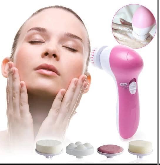 5 in 1 Silicone Face Cleansing Brush – Deep Pore Cleaner, Facial Scrubber & Massage Brush, Waterproof Skin Care Tool