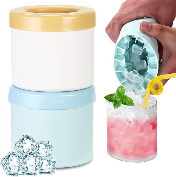 SP Dealz 60 Pcs Mini Ice Cube Maker – Silicone Cylinder Ice Cube Mold with Lid, Easy Release Press-Type Ice Tray, Reusable Ice Maker for Drinks, Cocktails & Kitchen
