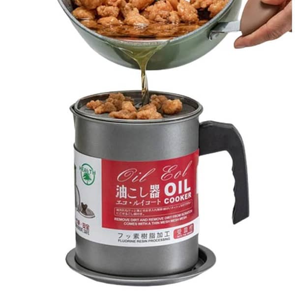 SP Dealz Stainless Steel Oil Filter Pot with Fine Mesh Strainer & Lid – Kitchen Cooking Oil Separator, Storage Can, Grease Container & Lard Tank
