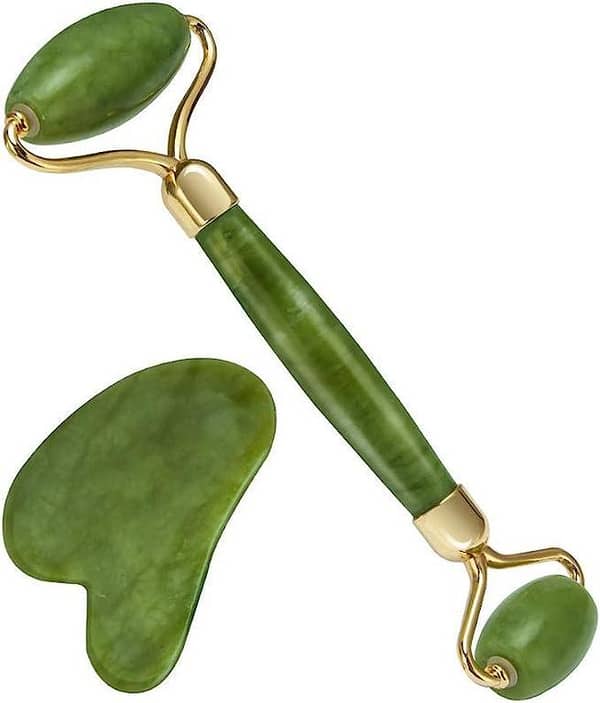 SP Dealz Jade Face Roller & Gua Sha Facial Massage Tool – Natural Stone Skincare Set for Face Massage, Facial Contouring, Beauty Care & Relaxation