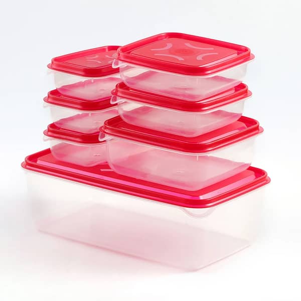 SP Dealz 7 in 1 Food Storage Boxes – Stackable BPA Free Plastic Containers with Airtight Thumb Lock Lids, Reusable Lunch Boxes for Kitchen, Fridge, Freezer, Office, School & Travel