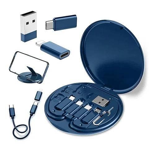 SP Dealz Multi Charging Cable Adapter – Micro USB, USB-C & Lightning Adapter with Cable Storage Box & Card Holder, Portable Universal Charging Cable for Smartphones & Devices