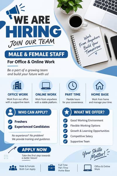 We are hiring online staff for male and female
