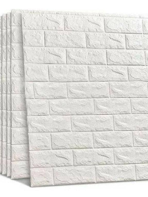 Self-Adhesive 3D White Foam Brick Sheet for Walls (Wallpaper) – Waterproof, Removable
