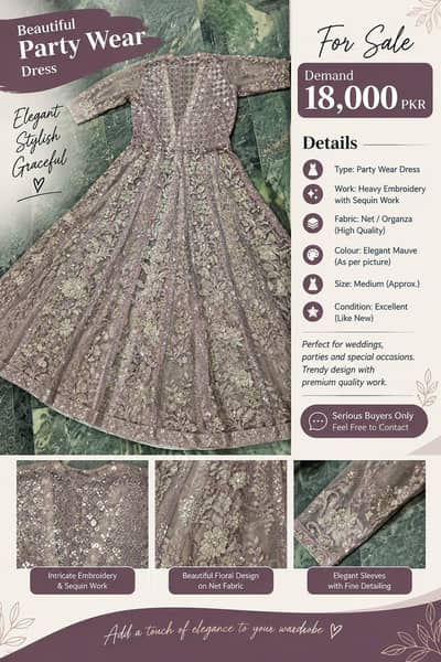 Ladies Party Wear Dresses | Sky Blue Embroidered Suit & Mauve Maxi