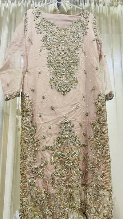 Tea Pink Heavy Dapka Embroidered Dress – M to L
