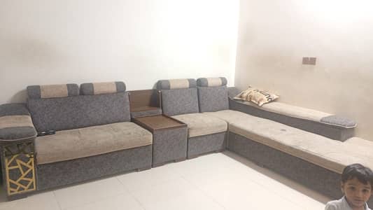 L-Shaped 7 Seater Sofa with Small Table