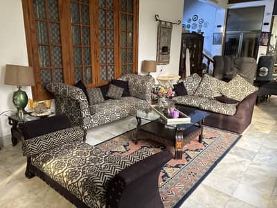 7 seater sofa set with 2 side tables and 1 center table