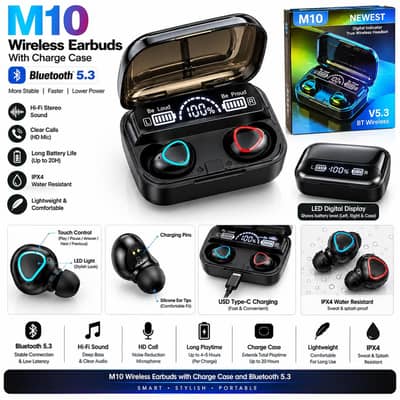 M10 Wireless Earbuds with Charging Case – Bluetooth 5.1