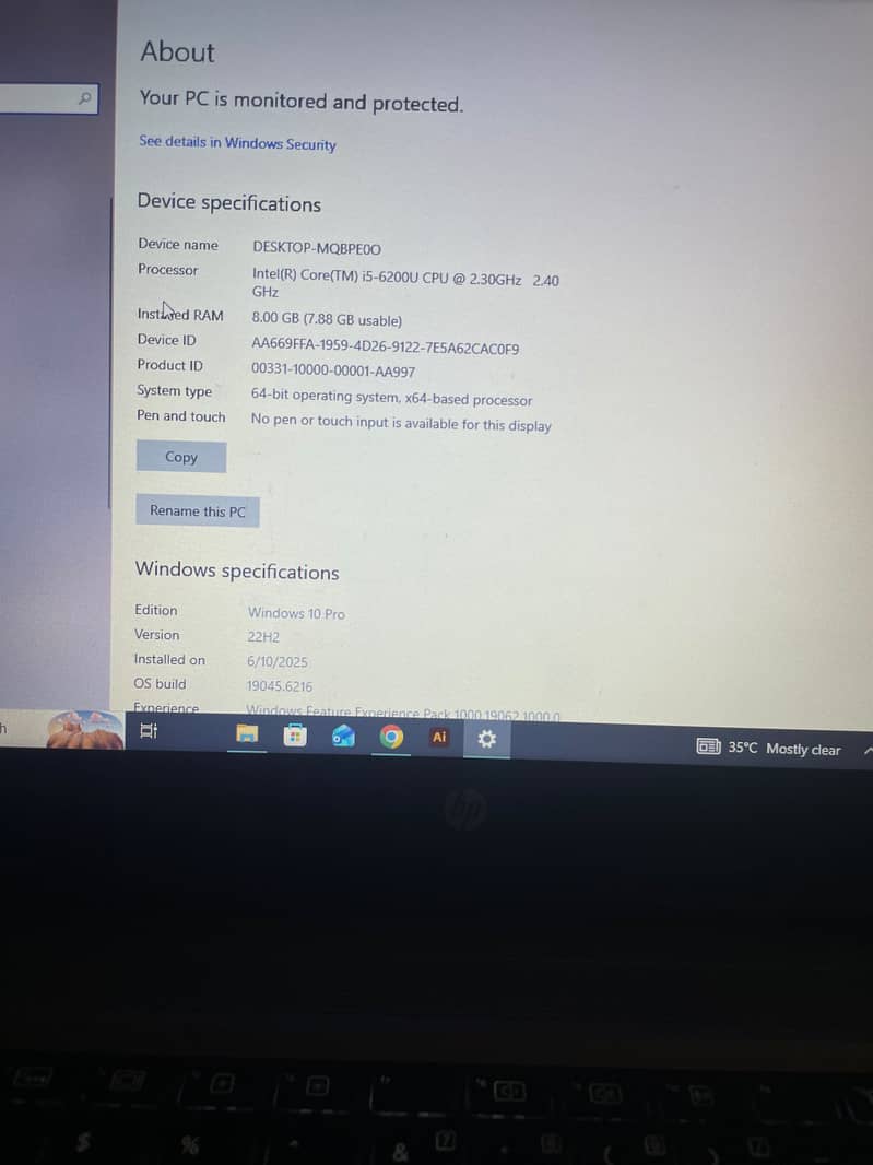 HP Core i5 6th Generation 4