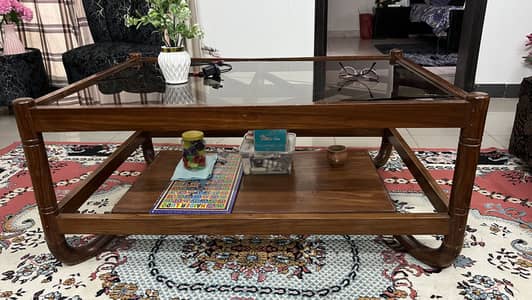 Wooden Centre Table + 2 Side Tables - Set of 3