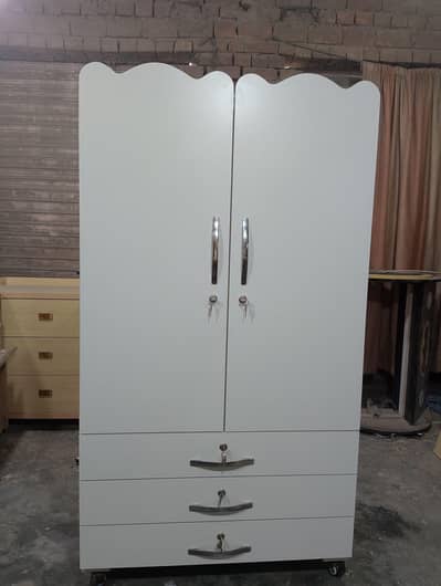 Baby Almirah Wardrobe Matt Sheet 2 Door 3 Drawer - White - New