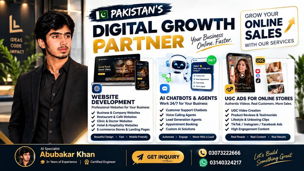 Website Developer | AI Chatbot | E-Commerce Website | UGC Ads 0