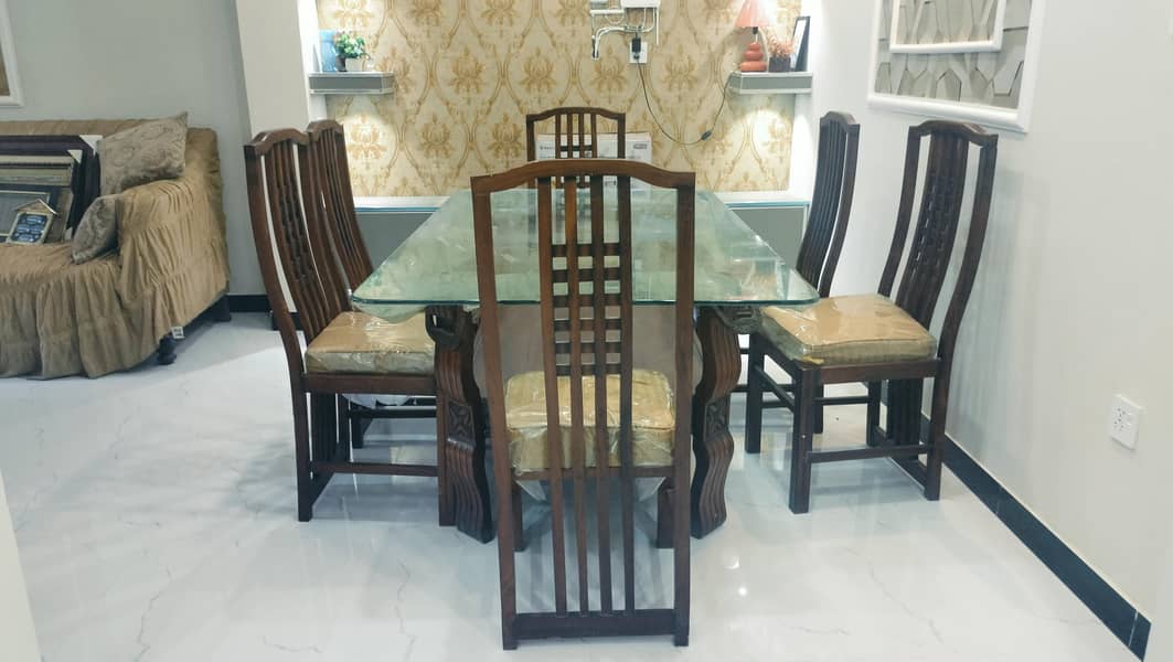 Dining Table Set Mirror Table with 6 seats 0