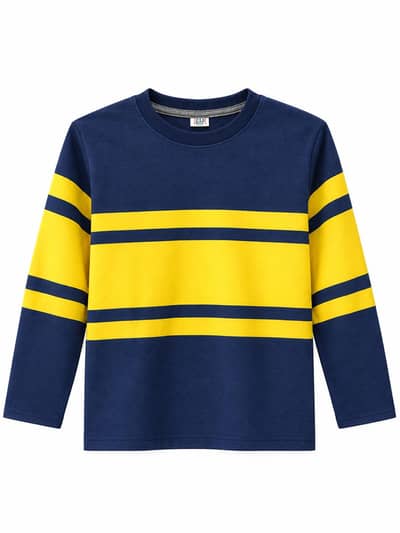 Stylish Boys Navy Blue & Yellow T-Shirt | Kids Casual Wear