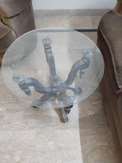2 thik glass side tables
