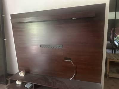 TV media wall brown