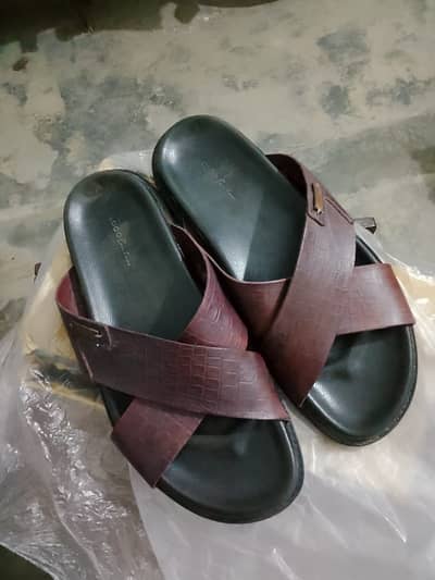 Logo leather slipper sandals, shoes wear size 9/10