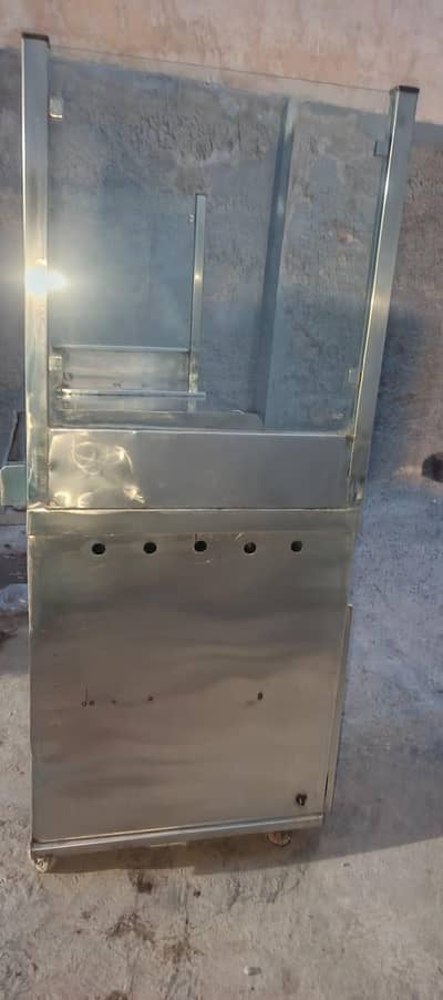 stainless steel fast food counter with fryer & hot plate