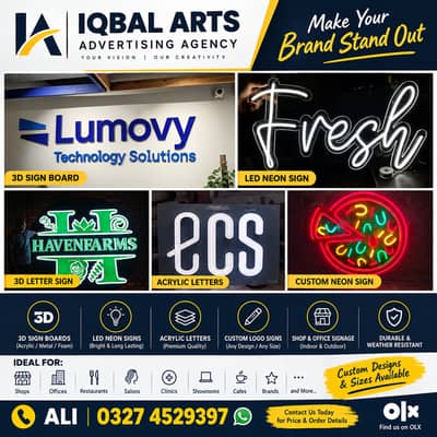3D Sign Board | Shop Sign Board | LED Sign Board | Iqbal Arts