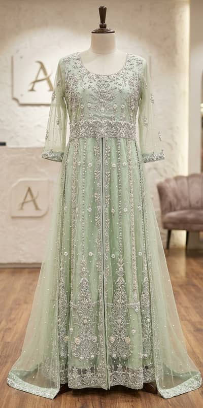 Bridal Maxi front open silk and net
