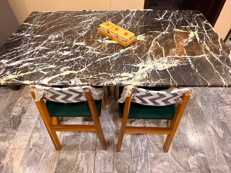 Dining Table | 4 Seater Marble Top Dining Table 1