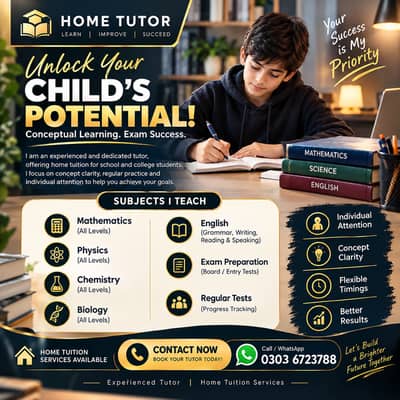 Home Tutor in Your Area | Classes PG to 10th | All Subjects