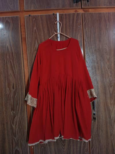 beautiful frock with trouser and dupatta