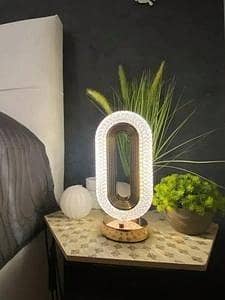 T  3D Oval Crystal Table Lamp Rechargeable – LED Touch Control Night Light with 3 Color Modes & Dimmable Brightness | Modern Crystal Diamond Bedside Lamp for Bedroom, Living Room, Office, Home Décor & Gift Use