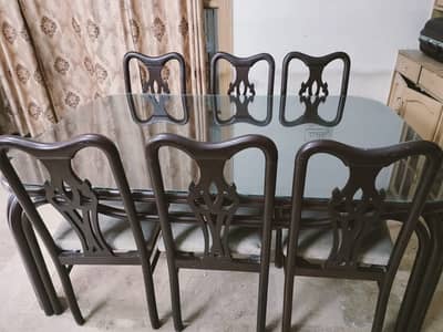Premium Solid Walnut Wood Dining Table Set — 6 Chairs  For Sale